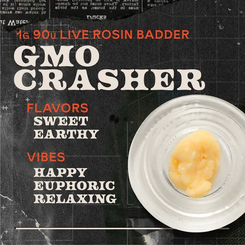 image of GMO Crasher Badder 1g Live Rosin Concentrate