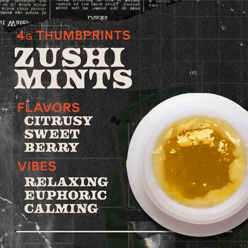 Zushi Mints Live Rosin - 4g Thumbprints Concentrate by Sunburn - 4.000g Live Rosin