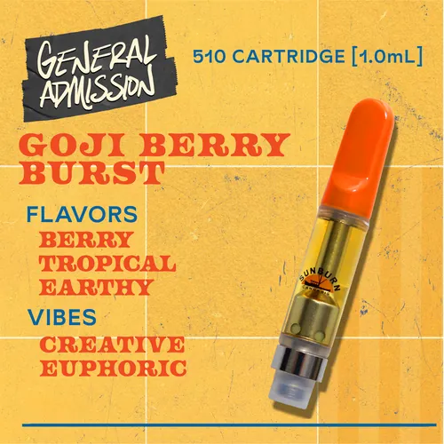 Goji Berry Burst - 1g Distillate Vape Carts by General Admission - 1.000g Cartridge