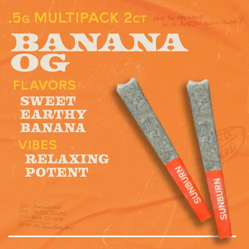 Banana OG 2ct Pre Rolls Whole Flower Indica - 