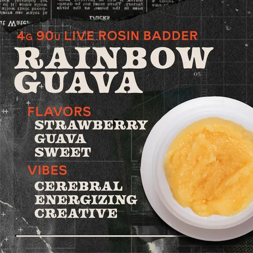 Rainbow Guava Badder 4g Live Rosin Concentrate by Sunburn - 4.000g Badder