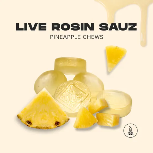Live Rosin Sauz Pineapple Chews 100Mg 10Pk - 