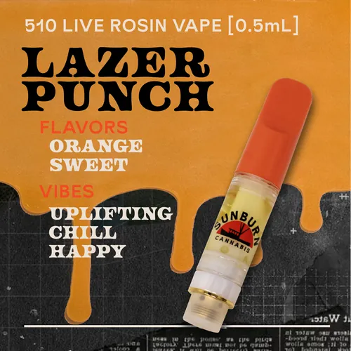 Lazer Punch - 0.5g Live Rosin Cartridge by Sunburn - 0.500g Live Rosin