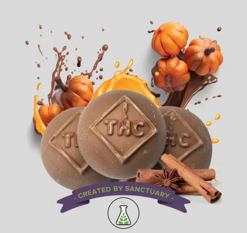 image of Live Rosin Sauz. Pumpkin Spice Milk Chocolate Bites 60mg 6pk