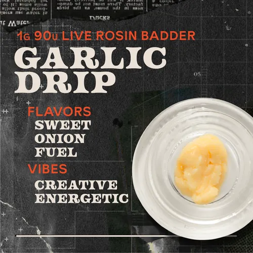 image of Garlic Drip Badder 1g Live Rosin Concentrate