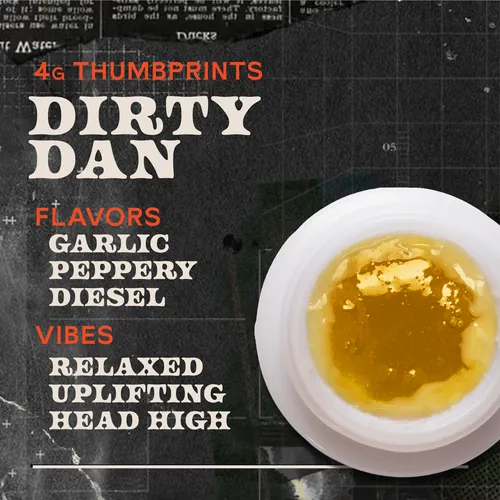 Dirty Dan Live Rosin - 4g Thumbprints Concentrate by Sunburn - 4.000g Live Rosin