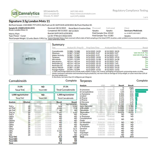 {'strain': 'London Mints #11  SIGNATURE FLOWER', 'strain_type': 'Indica Hybrid', 'company': 'Sanctuary', 'brand': 'Sanctuary Cannabis', 'price': Decimal('48.00'), 'regular_price': Decimal('48.00'), 'thc': Decimal('31.00'), 'cbd': Decimal('0.00'), 'terps': Decimal('0.00'), 'grams': Decimal('3.500'), 'dollars_per_thcg': Decimal('44.240'), 'dollars_per_g': Decimal('13.710'), 'product_format': 'Flower', 'product_sub_format': 'Whole', 'dispensary_cities': ['West Palm Beach'], 'main_url': 'https://www.sanctuarymed.com/near-me/florida-cannabis-dispensary/west-palm-beach-fl-cannabis-dispensary?dtche%5Bproduct%5D=london-mints-11-signature-flower', 'display_image_url': 'https://thchunter-images.s3.us-east-2.amazonaws.com/product_images/3881878e-f245-455c-8dfe-3141e47b1e5b.webp', 'id': 12748794, 'company_logo_file': 'Sanctuary.jpg', 'company__premium_company': False, 'company__name': 'Sanctuary'}
