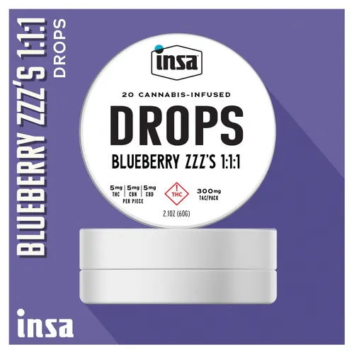 Drops/Chews - Blueberry ZZZ 1:1:1 (THC:CBN:CBD)- 100mg (20 Chews) from  product image