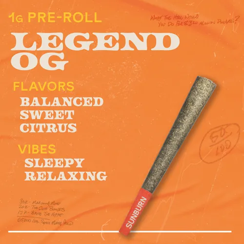 Legend OG - 1g Pre Rolls by Sunburn - 1.000g PreRoll