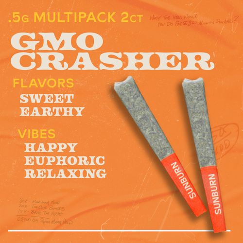 GMO Crasher 2ct Pre Rolls Whole Flower Hybrid - 