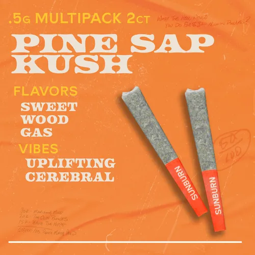Pine Sap Kush - 2ct Pre Rolls by Sunburn - 1.000g PreRoll