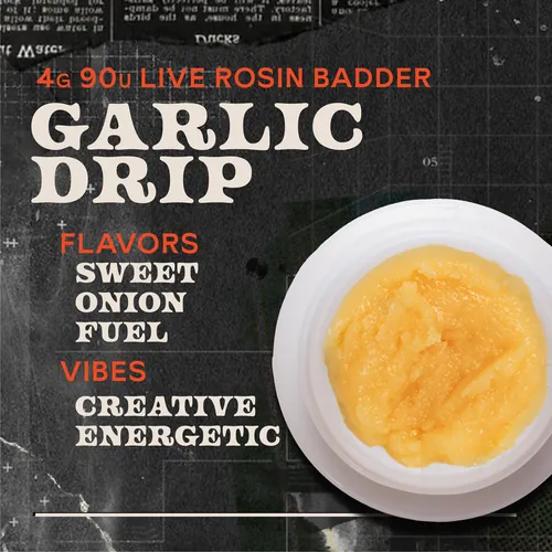 Garlic Drip Badder 4g Live Rosin Concentrate by Sunburn - 4.000g Badder