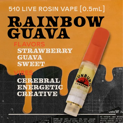 Rainbow Guava - 0.5g Live Rosin Cartridge by Sunburn - 0.500g Live Rosin