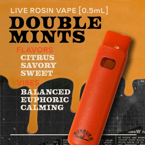 Double Mints - 0.5g Live Rosin Vaporizer by Sunburn - 0.500g Cartridge