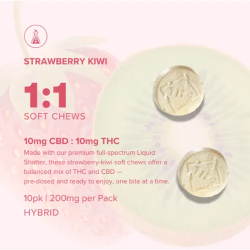 Full Spectrum 1:1 Strawbry Kiwi Soft Chew 100Mg 10 Pk - 