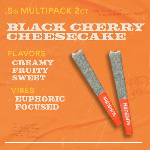 Black Cherry Cheesecake - 2ct Pre Rolls by Sunburn - 1.000g PreRoll