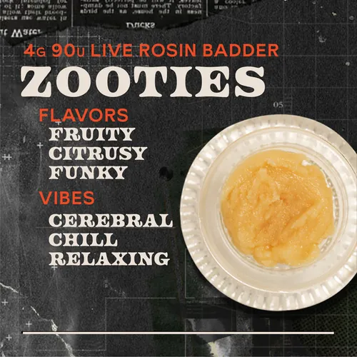 image of Zooties Badder 4g Live Rosin Concentrate