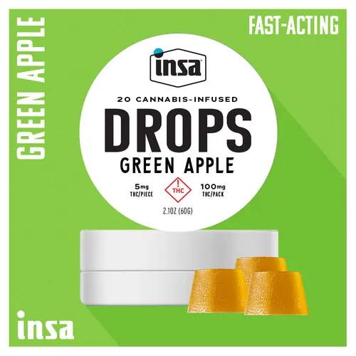 Drops/Chews - Green Apple - 100mg (20 Chews) by Insa Grower'S Reserve - 0.100g Gummy