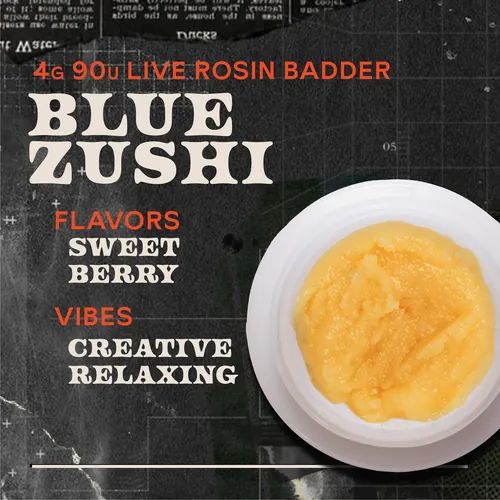 Blue Zushi Badder 4g Live Rosin Concentrate by Sunburn - 4.000g Badder