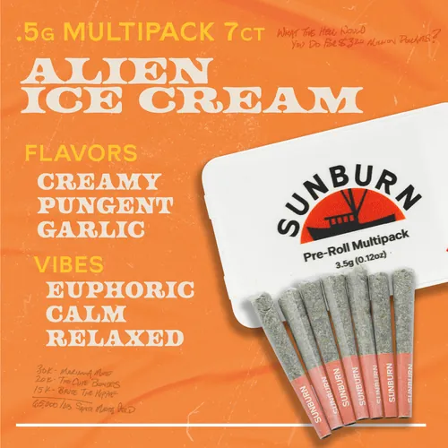 Alien Ice Cream - 7ct Pre Rolls by Sunburn - 3.500g PreRoll