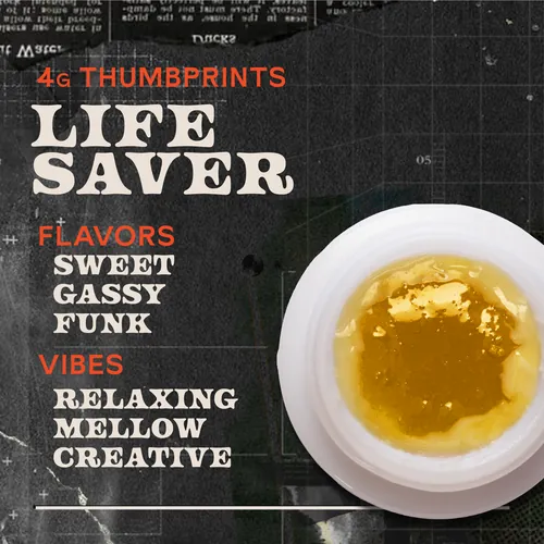 Lifesaver Live Rosin - 4g Thumbprints Concentrate by Sunburn - 4.000g Live Rosin