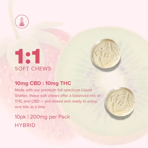Full Spectrum 1:1 Strawberry Kiwi Soft Chews - 10 Pack | 100mg from  product image