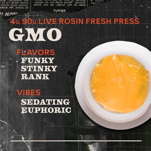 GMO Fresh Press - 4g Live Rosin Concentrate by Sunburn - 4.000g Live Rosin
