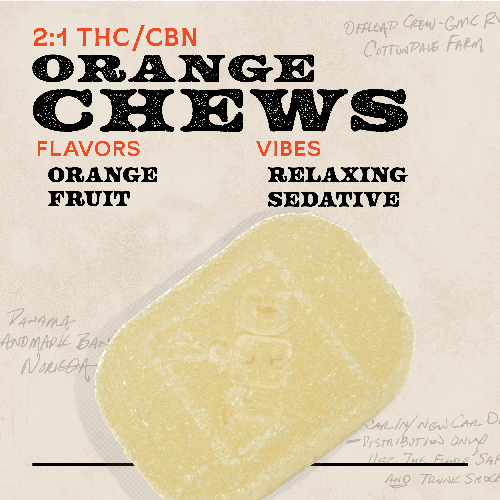 Orange 2:1 THC:CBN 150mg 10pk Chews Indica - 