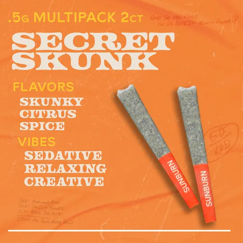 Secret Skunk - 2ct Pre Rolls by Sunburn - 1.000g PreRoll