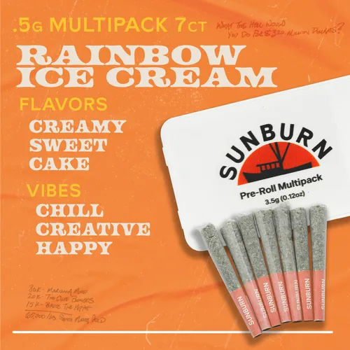 Rainbow Ice Cream - 7ct Pre Rolls by Sunburn - 3.500g PreRoll