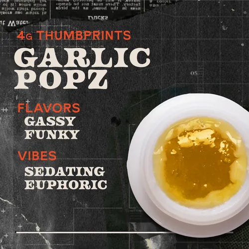 Garlic Popz Live Rosin - 4g Thumbprints Concentrate by Sunburn - 4.000g Live Rosin