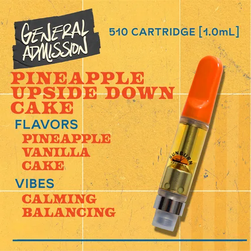 Pineapple Upside Down Cake - 1g Distillate Vape Carts by General Admission - 1.000g Cartridge