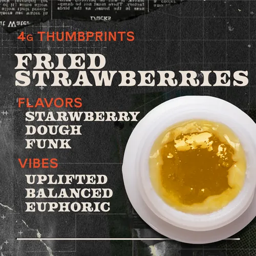 Fried Strawberries Live Rosin - 4g Thumbprints Concentrate by Sunburn - 4.000g Live Rosin
