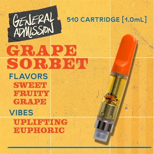 Grape Sorbet - 1g Distillate Vape Carts by General Admission - 1.000g Cartridge