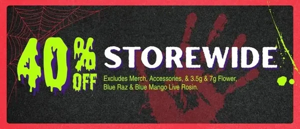 40% off storewide (Excluding Merch & Accessories)