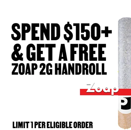 Spend $150+, Get (1) Free 2g Zoap Handroll