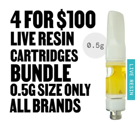 4 for $100 Live Resin Cartridges 0.5g Bundle