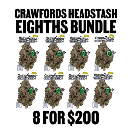 8 for $200 Crawfords Headstash Eighths (Glass Jar) Bundle