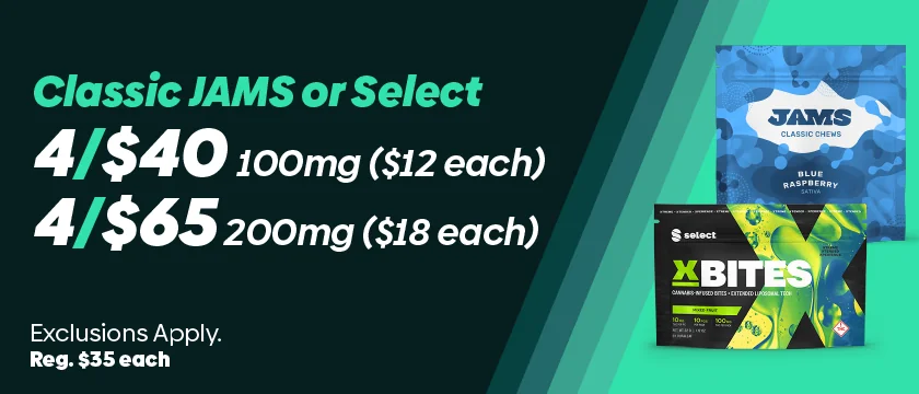 4 for $40 all 100mg Edibles or 4 for $65 all 200mg Edibles