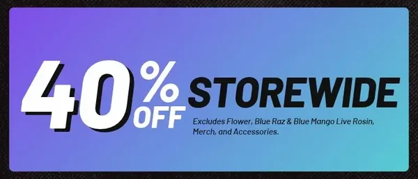 40% off storewide (Excluding Merch & Accessories)