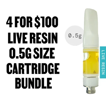 4 for $100 Live Resin Cartridges 0.5g Bundle