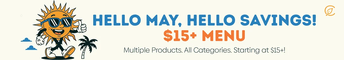 Hello May, Hello Savings — $15+ Menu