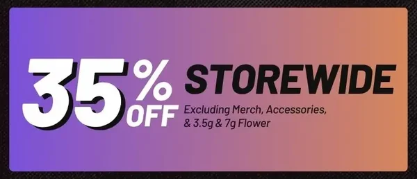 35% off storewide (Excluding Merch & Accessories)