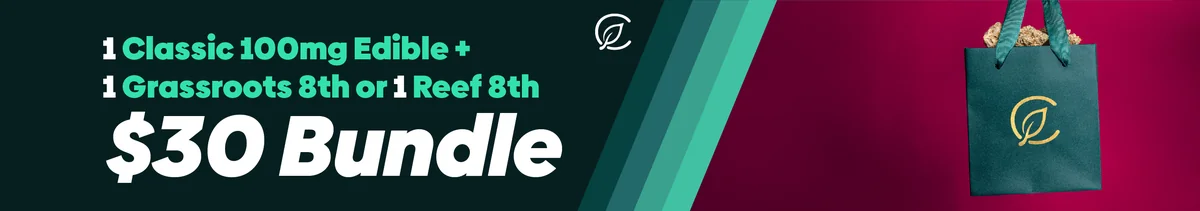 $30 Bundle - 1 Classic 100mg Edibles, 1 GR or Reef 8th